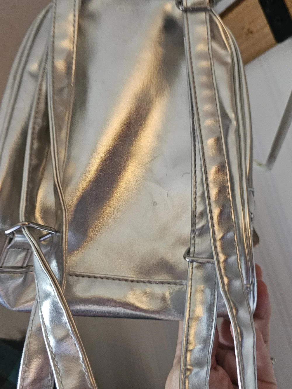 Justice Glitter 'S' Mini Backpack - Silver & Rose Gold